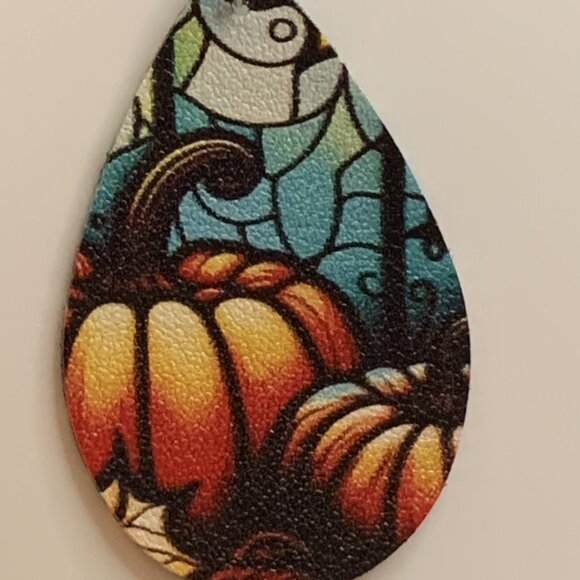 Pumpkin Earring, Turquoise Earring, Boho Earring, Fall Earring, Halloween, Gift - Picture 6 of 7